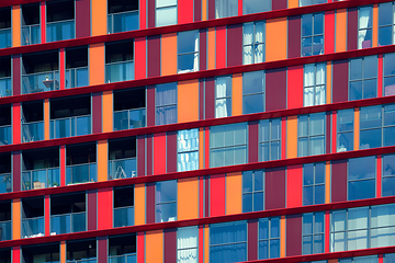 Image showing Modern residential building facade with windows and balconies. Rotterdam