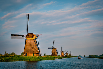 Image showing Windmills at Kinderdijk in Holland. Netherlands