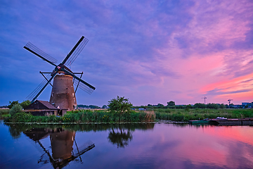 Image showing Windmills at Kinderdijk in Holland. Netherlands