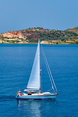 Image showing Yacht boat in Aegean sea near Milos island , Greece