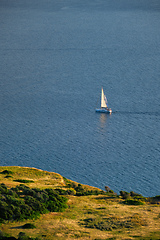 Image showing Yacht in Aegean sea near Milos island. Milos island, Greece