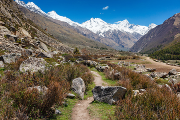 Image showing Old trade route to Tibet from Sangla Valley. Himachal Pradesh, India