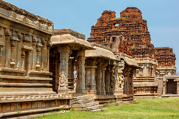 Image showing Mandapa pillared outdoor hall or pavilion in Achyutaraya Temple in Hampi