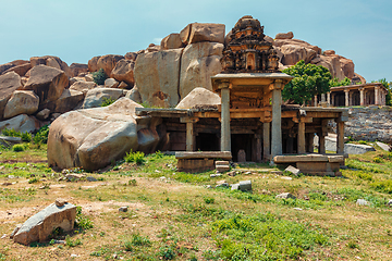 Image showing Ancient ruins of Hampi. Sule Bazaar, Hampi, Karnataka, India