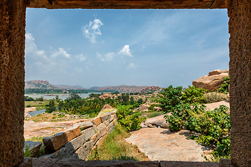 Image showing Ancient ruins of Hampi. Sule Bazaar, Hampi, Karnataka, India