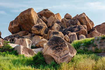 Image showing Giant boulders in Hampi, Karnataka, India