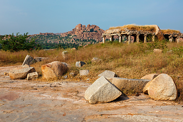 Image showing Ancient ruins of Hampi. Sule Bazaar, Hampi, Karnataka, India