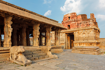 Image showing Krishna Temple and gopura tower. Hampi, Karnataka, India