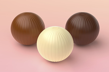 Image showing White, milk and dark chocolate balls