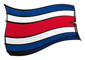 Image showing Painted Costa Rica flag waving in wind