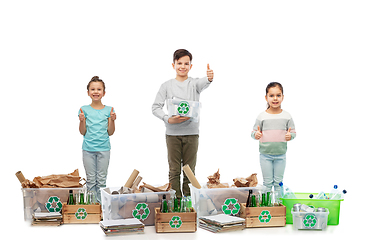 Image showing children l sorting paper, metal and plastic waste