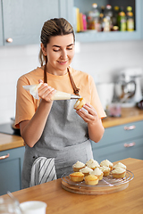 Image showing woman cooking food and baking on kitchen at home