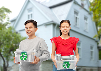 Image showing happy children sorting metallic waste