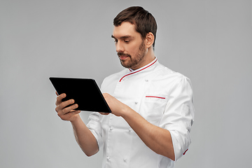 Image showing male chef with tablet pc computer