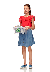 Image showing smiling girl sorting metallic waste