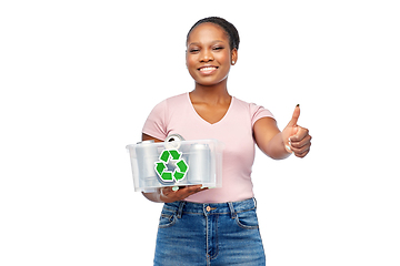 Image showing african american woman sorting metallic waste