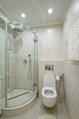 Image showing Modern luxury white and chrome bathroom