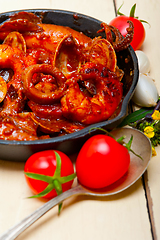 Image showing fresh seafoos stew on an iron skillet