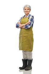 Image showing portrait of smiling senior woman in garden apron