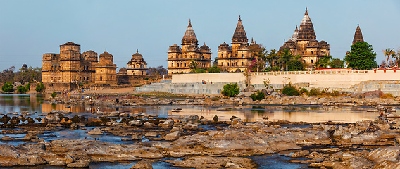 Image showing Royal cenotaphs of Orchha, Madhya Pradesh, India