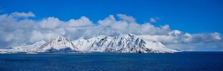 Image showing Lofoten islands and Norwegian sea in winter, Norway