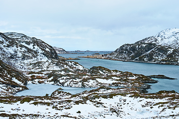 Image showing View of norwegian fjord, Lofoten islands, Norway