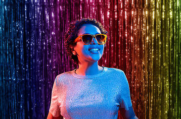 Image showing african woman in sunglasses at party