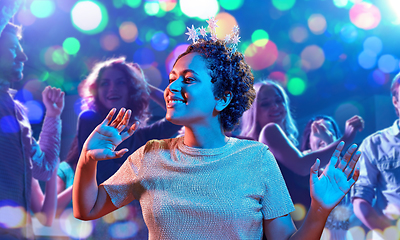 Image showing african woman dancing at party at nightclub