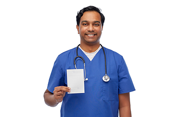 Image showing indian doctor or male nurse with prescription