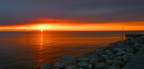 Image showing Sunset over Oresund