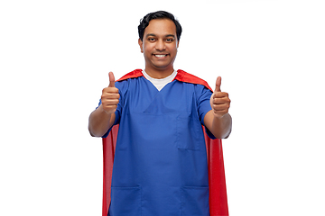 Image showing male doctor in superhero cape showing thumbs up