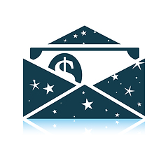 Image showing Birthday gift envelop icon with money  