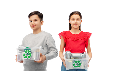 Image showing smiling children sorting metallic waste