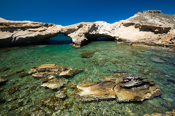 Image showing The beach of Agios Konstantinos in Milos, Greece