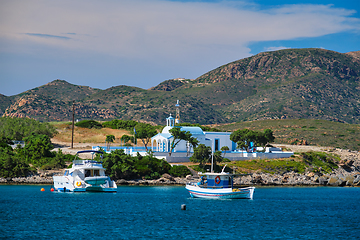 Image showing The beach and fishing village of Pollonia in Milos, Greece