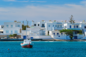 Image showing The beach and fishing village of Pollonia in Milos, Greece