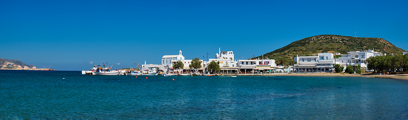 Image showing The beach and fishing village of Pollonia in Milos, Greece