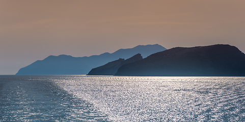 Image showing Cyclades islands silhouettes in Aegean sea