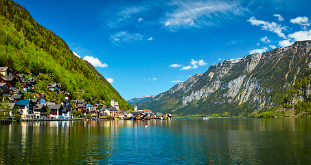 Image showing Panorama of Hallstatt village and Hallstatter See, Austria