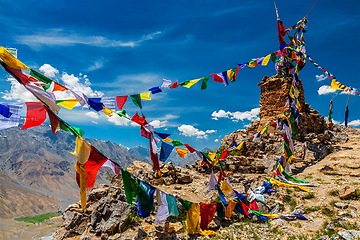 Image showing Buddhist prayer flags in Himalayas