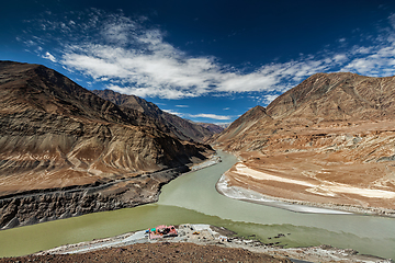 Image showing Confluence of Indus and Zanskar Rivers, Ladakh