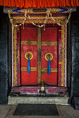 Image showing Door of Spituk monastery. Ladakh, India