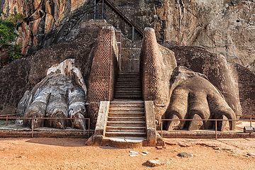 Image showing Lion paws pathway on Sigiriya rock, Sri Lanka