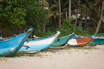 Image showing Fishing boats on beach