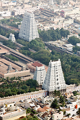 Image showing Arunachaleswar Temple, Tiruvannamalai, Tamil Nadu, India. Aerial