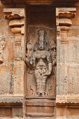 Image showing Bas reliefes in Hindu temple. Brihadishwarar Temple. Thanjavur,