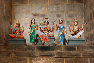 Image showing Hindu goddesses Parvati, Lashmi and Saraswati