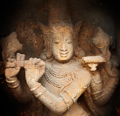 Image showing Krishna bas relief in Hindu temple. Sri Ranganathaswamy Temple. Tiruchirappalli (Trichy), Tamil Nadu, India