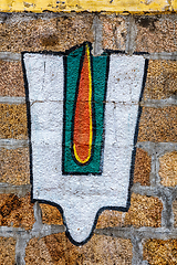 Image showing Vushnu symbol on Hindu temple wall