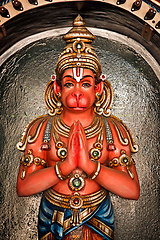 Image showing Hanuman statue in Hindu Temple. Sri Ranganathaswamy Temple. Tiru